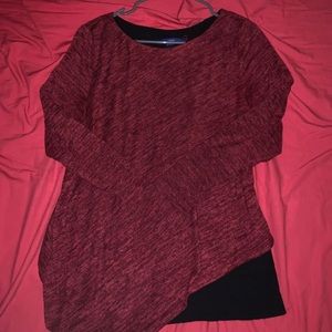 Cozy Maroon and Black Layered Sweater Size L